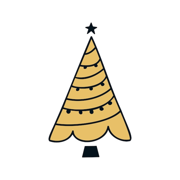 Illustration Vectorielle De Sapin De Noël Plat Dessinés à La Main