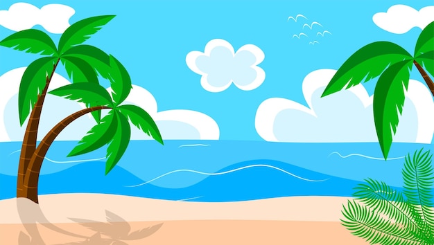 Illustration vectorielle de scène de plage tropicale