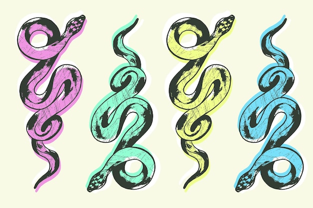 Illustration Vectorielle D'un Serpent Un Ensemble De Serpents Un Dessin De Contour D'un Serpent