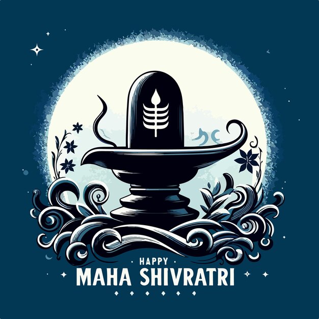 Vecteur l'illustration vectorielle de shiv ling est une bannière du festival maha shivratri.