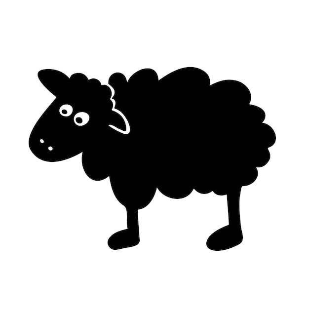 Illustration vectorielle de silhouette animal dessin animé mouton