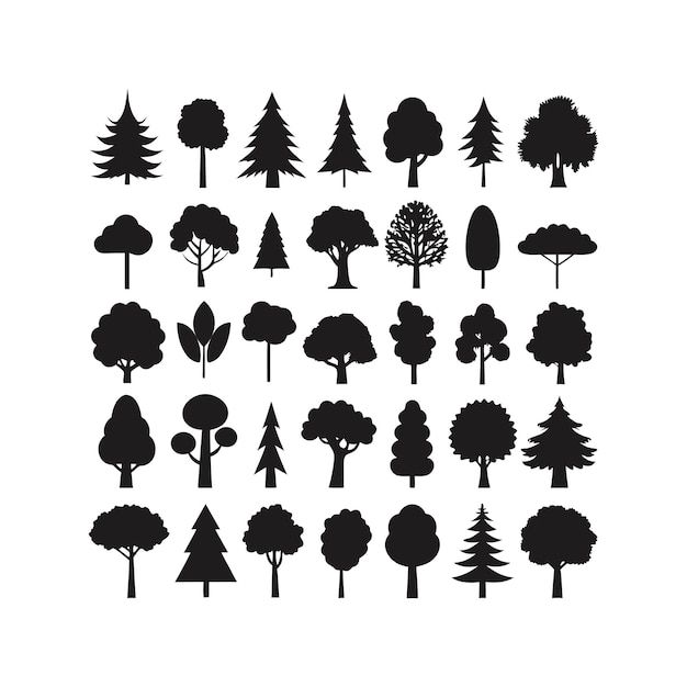 Illustration vectorielle de la silhouette d'un arbre noir