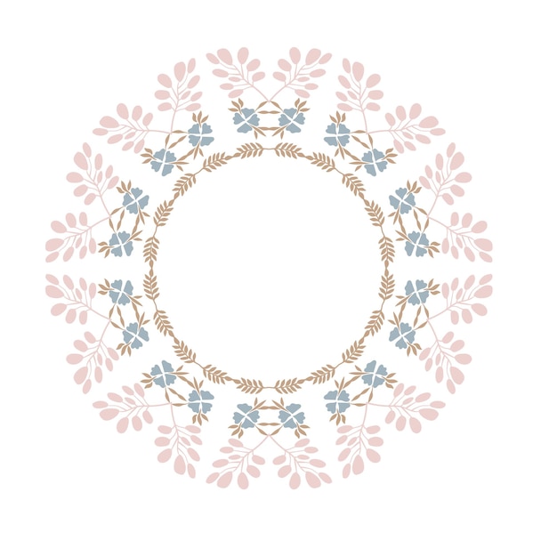 Illustration vectorielle avec silhouette de cadre floral Éléments à base de plantes en cercle Élément décoratif pour affiche de décoration murale autocollant carte