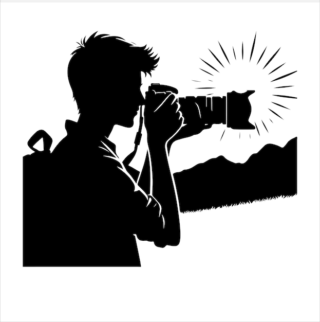 Vecteur illustration vectorielle de la silhouette de la caméra du photographe