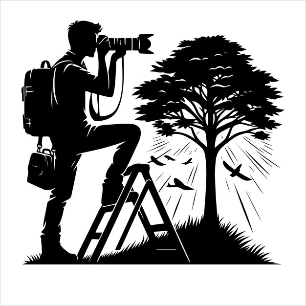 Vecteur illustration vectorielle de la silhouette de la caméra du photographe