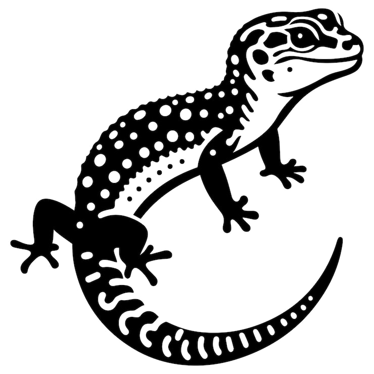 Vecteur illustration vectorielle de la silhouette de dessin animé du gecko léopard