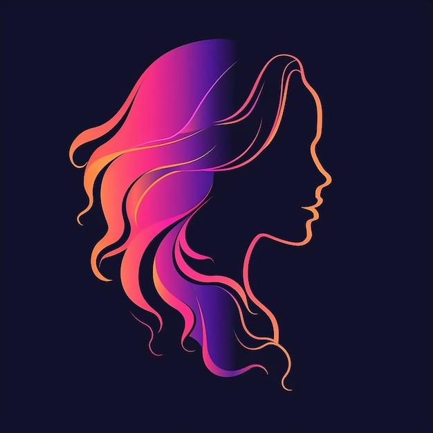 Vecteur l'illustration vectorielle de la silhouette du logo des cheveux féminins