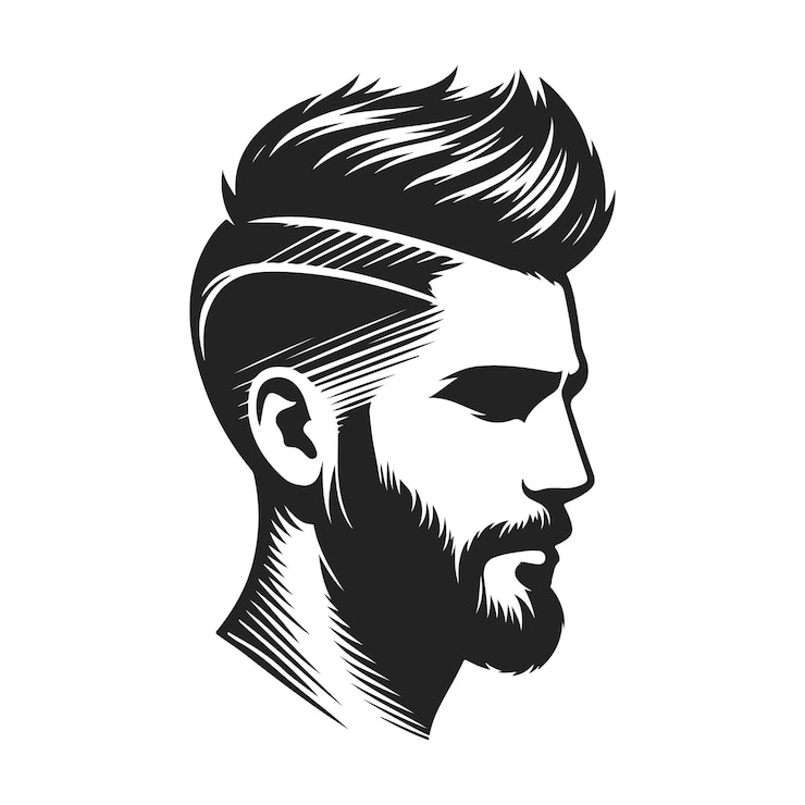 Vecteur illustration vectorielle de la silhouette du logo de l'homme avec la coupe de cheveux fanée