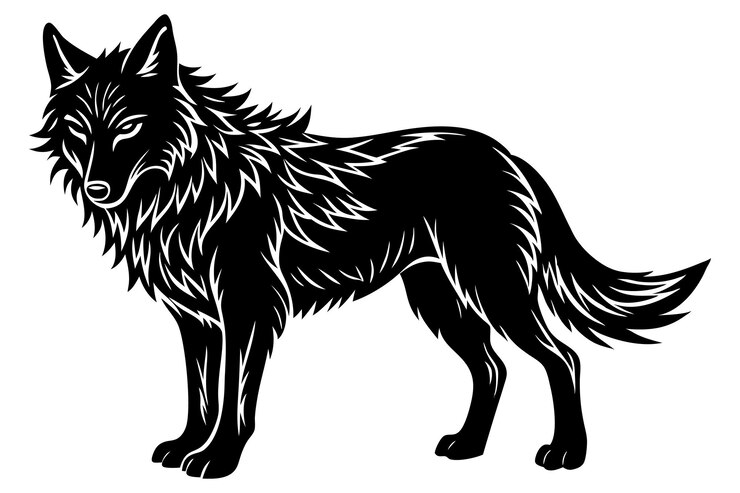 Vecteur illustration vectorielle de la silhouette du loup en état d'alerte