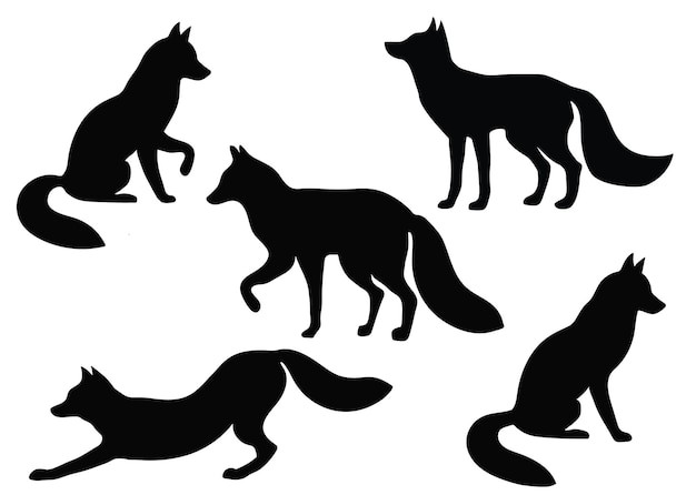 Illustration vectorielle de la silhouette du renard sur fond blanc