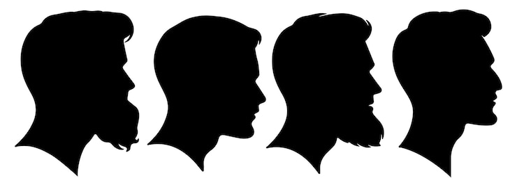 Vecteur illustration vectorielle de la silhouette du visage de l'homme sur le côté