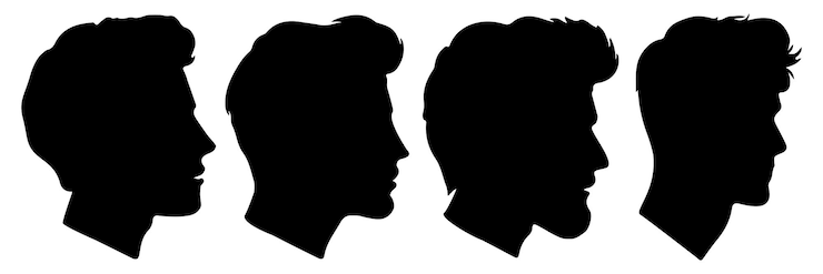 Vecteur illustration vectorielle de la silhouette du visage de l'homme sur le côté