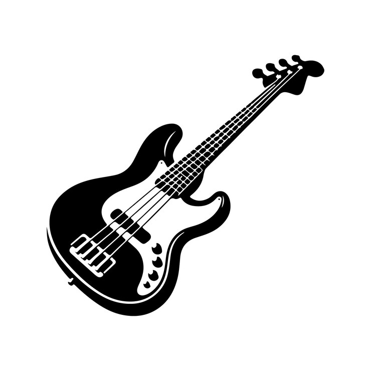 Vecteur illustration vectorielle de la silhouette de la guitare basse