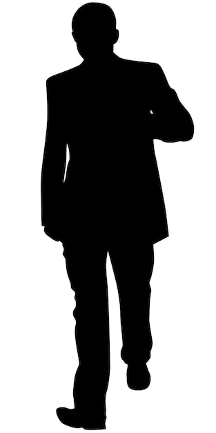 Illustration vectorielle. Silhouette d'un homme en costume qui marche