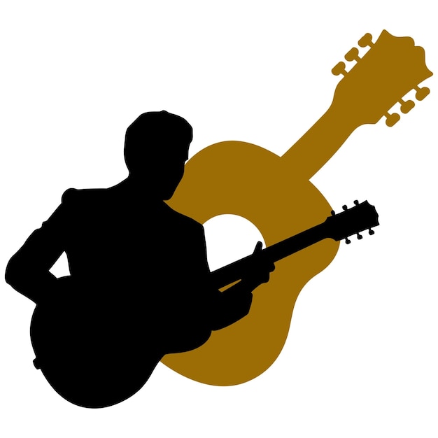 Illustration vectorielle de la silhouette de l'icône de la guitare Art