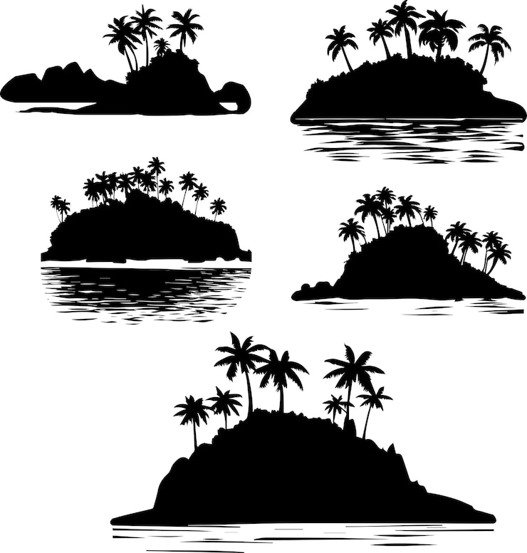 Vecteur illustration vectorielle de silhouette d'île
