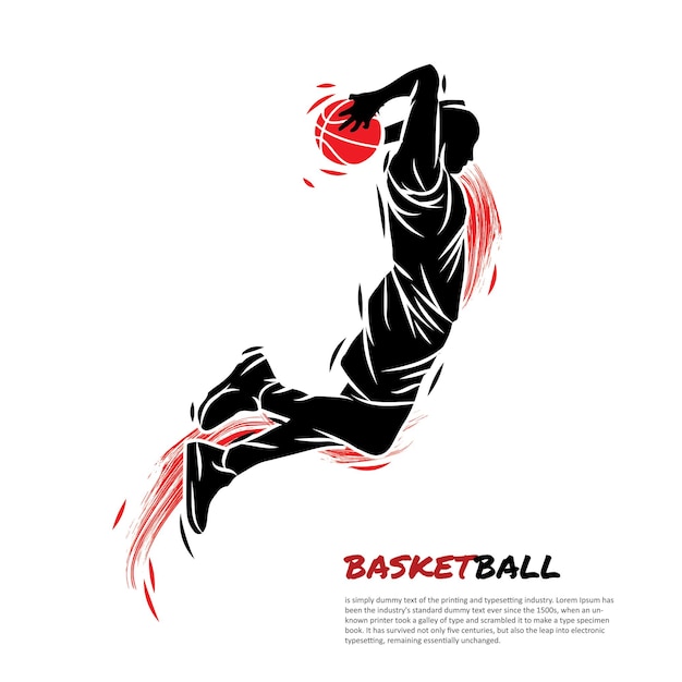illustration vectorielle de silhouette de joueur de basket-ball de style slamdunk Bon pour les ressources graphiques de sport