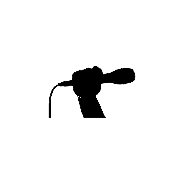 Illustration Vectorielle Silhouette D'une Main Tenant Un Microphone