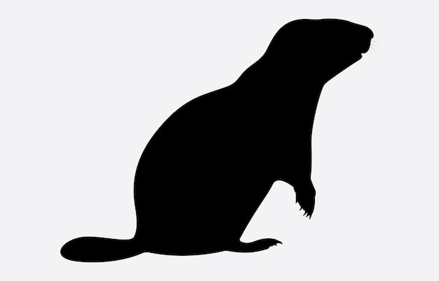 Illustration vectorielle de la silhouette de la marmotte isolée sur un fond blanc