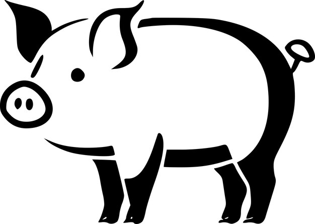 Illustration vectorielle de la silhouette minimaliste et simple du cochon