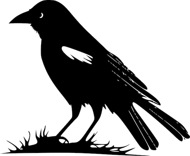 Illustration Vectorielle De La Silhouette Minimaliste Et Simple Du Corbeau