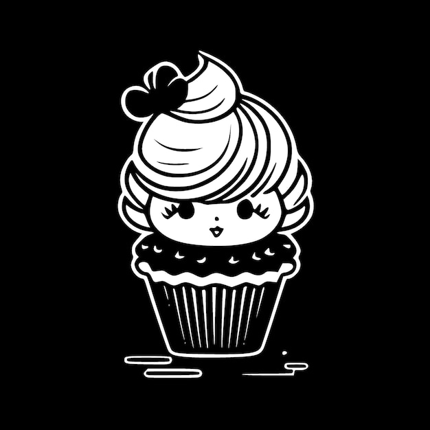 Vecteur illustration vectorielle de la silhouette minimaliste et simple du cupcake