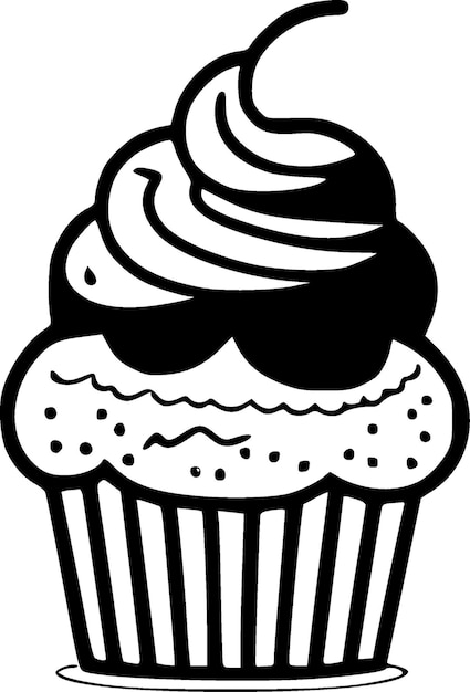 Illustration Vectorielle De La Silhouette Minimaliste Et Simple Du Cupcake