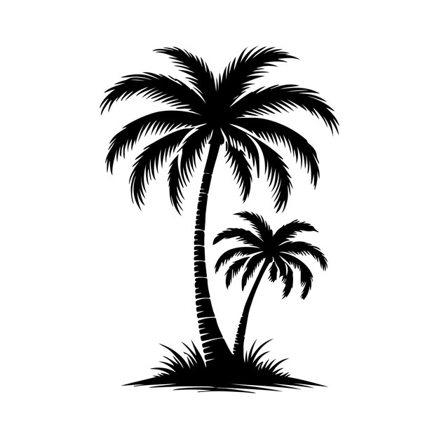 Illustration vectorielle de la silhouette d'un palmier sur fond blanc