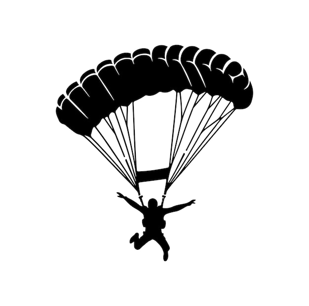 Illustration vectorielle de la silhouette d'un parachutiste en parachutisme