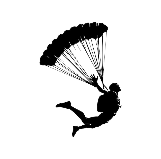 Illustration vectorielle de la silhouette d'un parachutiste en parachutisme