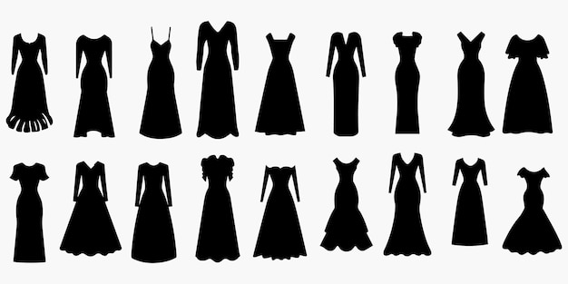 Vecteur illustration vectorielle de silhouette de robe de conception différente