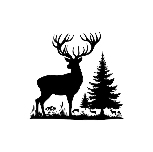Illustration vectorielle de la silhouette vectorielle du cerf