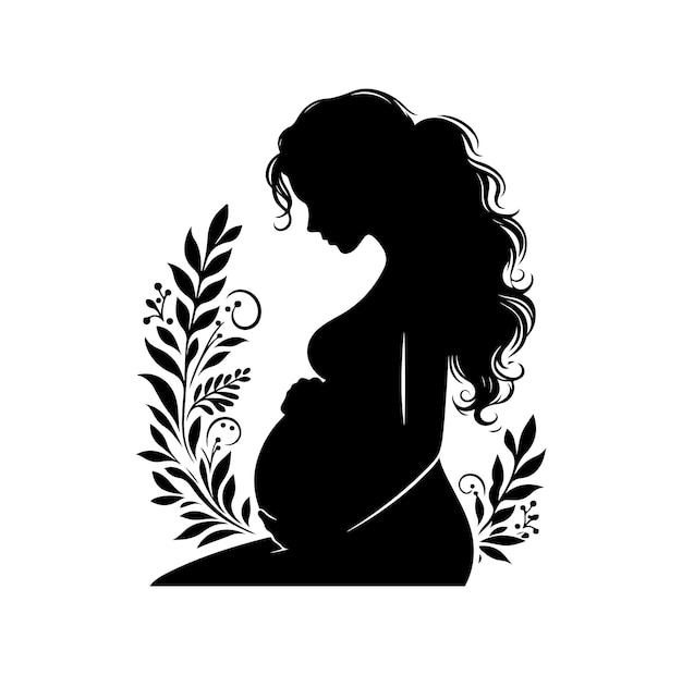 Vecteur illustration vectorielle de la silhouette vectorielle d'une femme enceinte isolée sur fond blanc