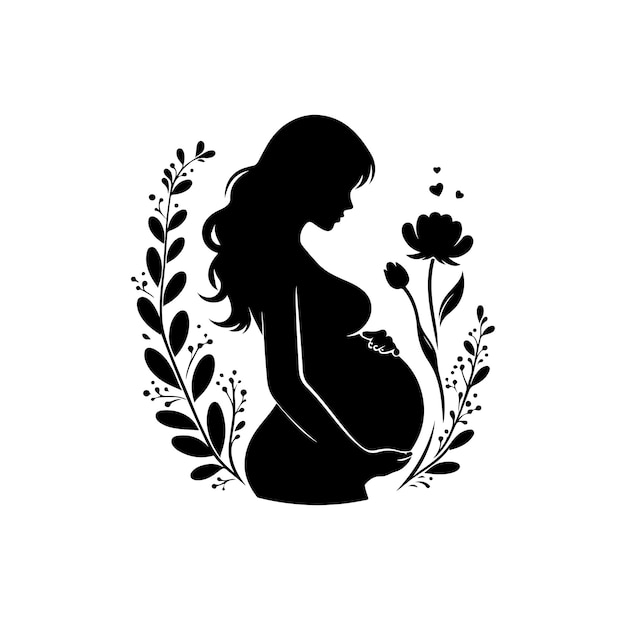 Vecteur illustration vectorielle de la silhouette vectorielle d'une femme enceinte isolée sur fond blanc