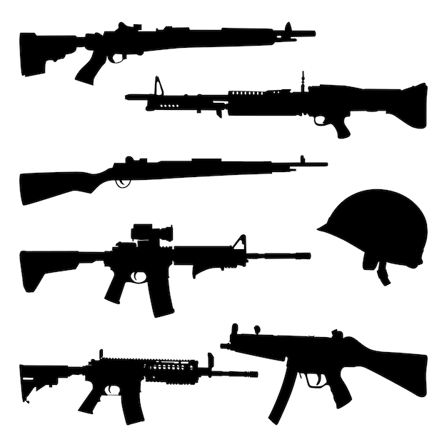 Illustration Vectorielle Des Silhouettes D'armes Ou De Fusils