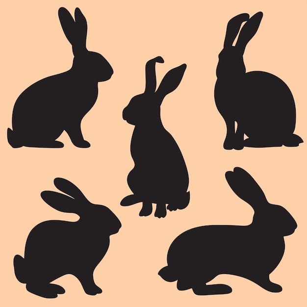 Illustration vectorielle des silhouettes de lapin noir