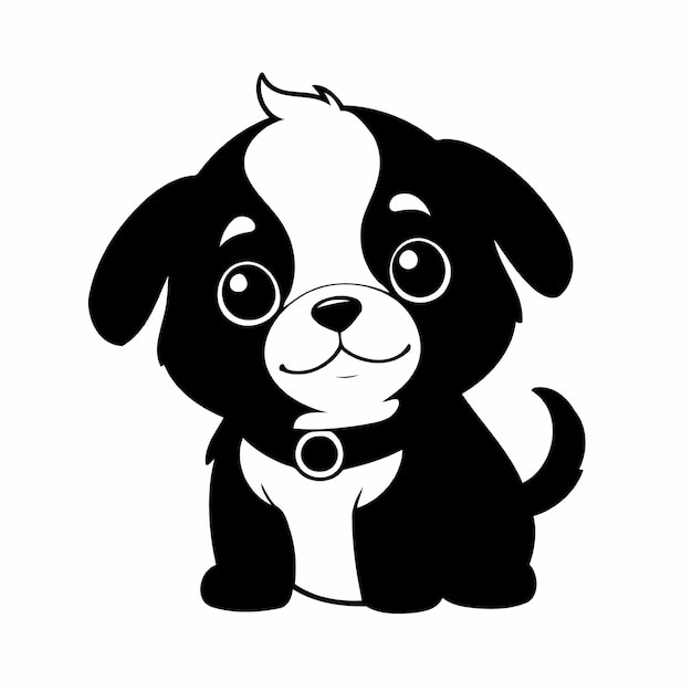 Illustration vectorielle simple du contour du chiot pour la page à colorier