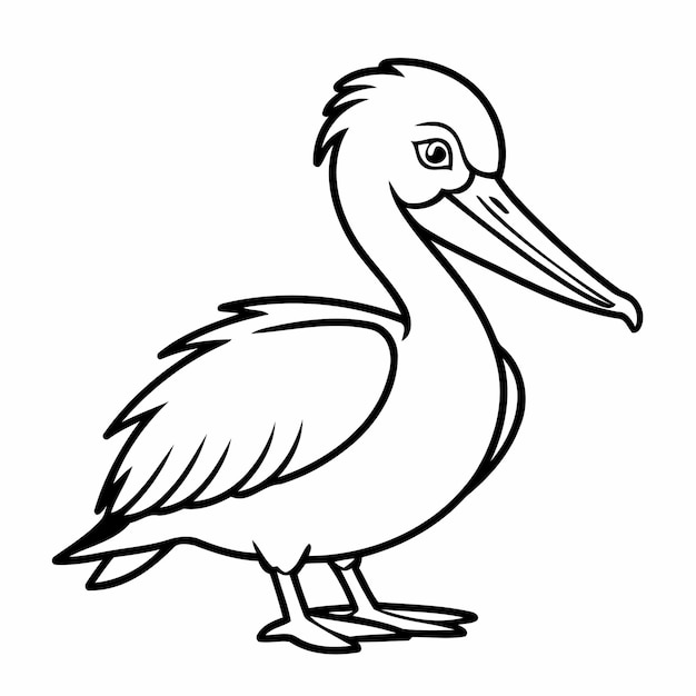 Illustration vectorielle simple du dessin de Pélican pour le livre des tout-petits