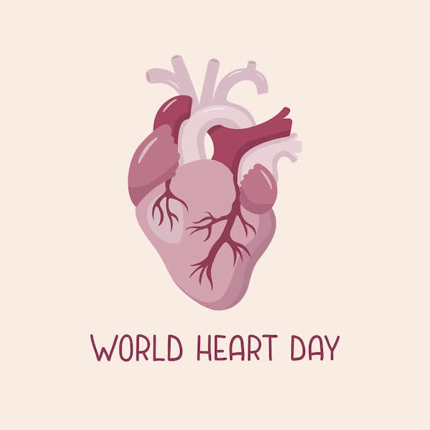 Illustration vectorielle simple de la journée mondiale du coeur isolée sur fond pastel