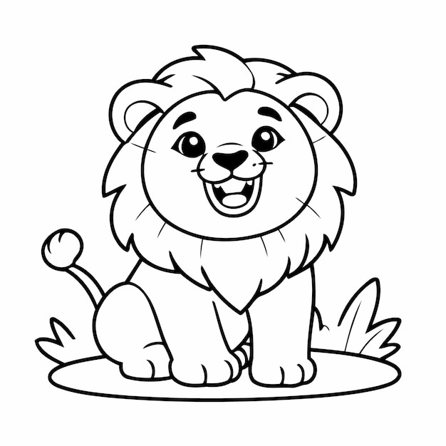 Illustration Vectorielle Simple D'un Lion Dessiné à La Main Pour Les Enfants