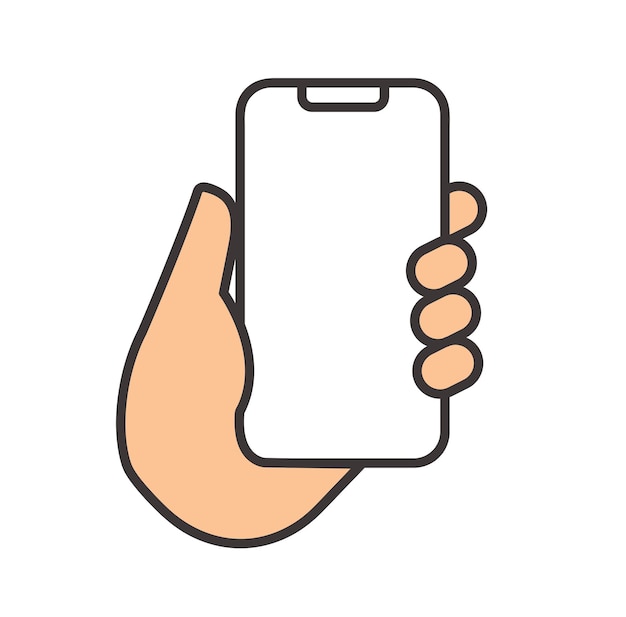 illustration vectorielle simple d'un smartphone tenu à la main