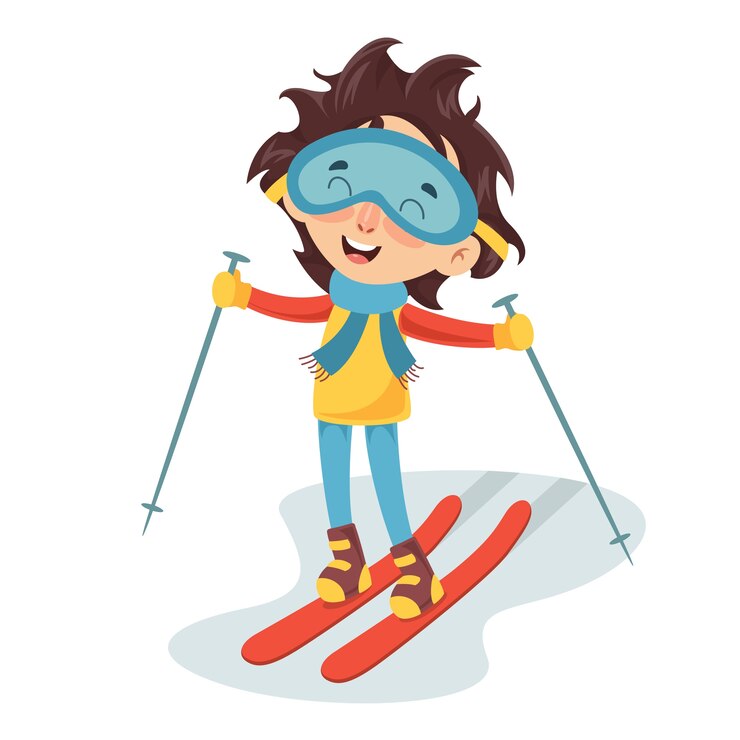 Vecteur illustration vectorielle de ski enfant
