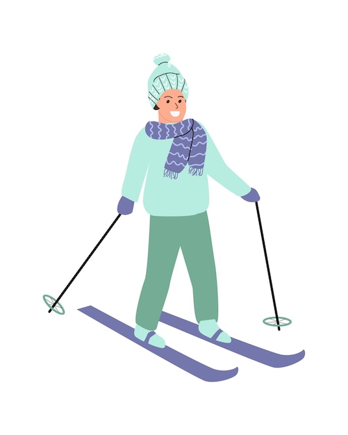 Illustration Vectorielle De Ski Homme Heureux Isolée