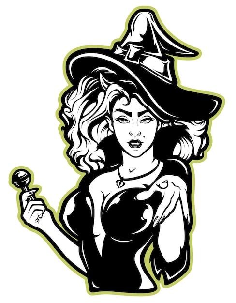 Illustration vectorielle d'une sorcière pour halloween sur blanc