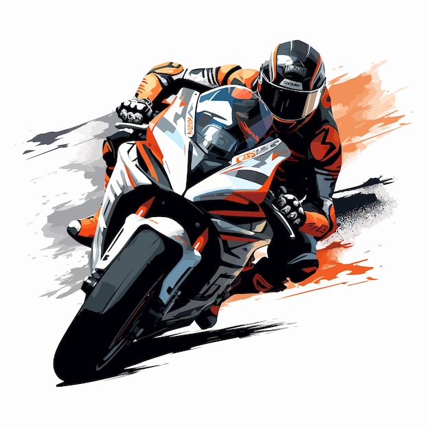 Vecteur une illustration vectorielle sportive de motocycliste de course