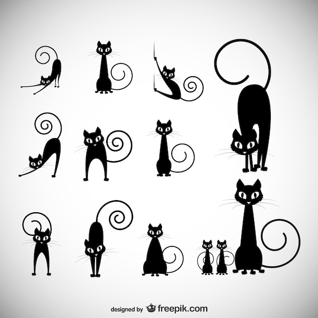 Illustration Vectorielle Stock: Noir Collections Silhouette De Chat