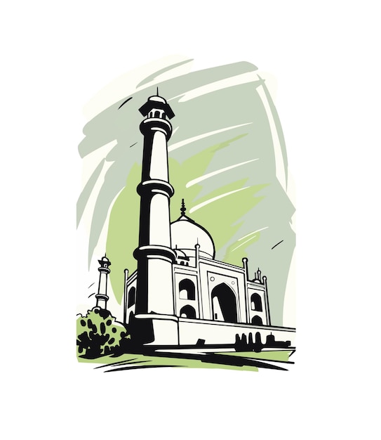 Illustration Vectorielle De Style Dessin Animé Du Taj Mahal