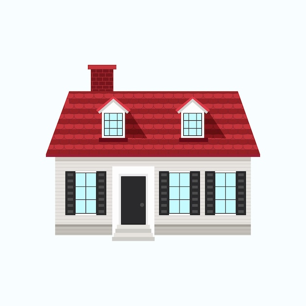 Illustration vectorielle de style plat d'un emoji de maison isolé sur un fond blanc