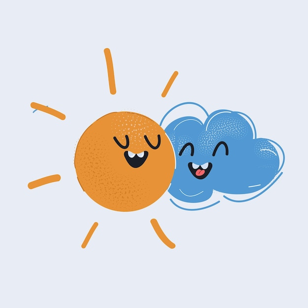 Illustration Vectorielle De Sun Hugging Cloud Sur Blanc