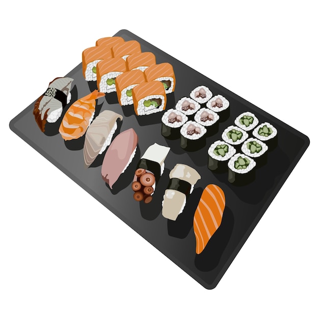 Vecteur illustration vectorielle de sushi menu cuisine japonaise rouleaux et sushi